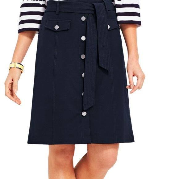 Talbots Bella Button A Line Navy Blue Skirt - Picture 3 of 10